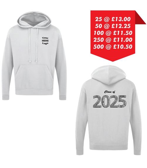 Leavers Hoodie - Embroidered left chest and Printed back