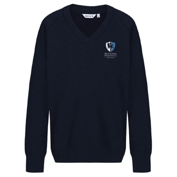 EMB NAVY VNECK JUMPER