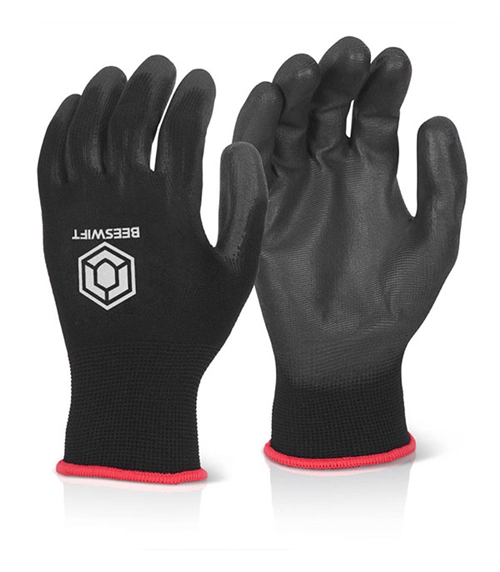 PU COATED GLOVE BLACK (PK 50) MEDIUM