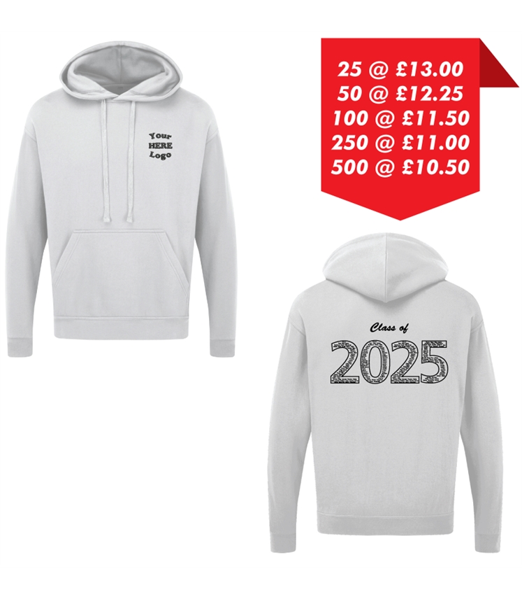 Leavers Hoodie - Embroidered left chest and Printed back