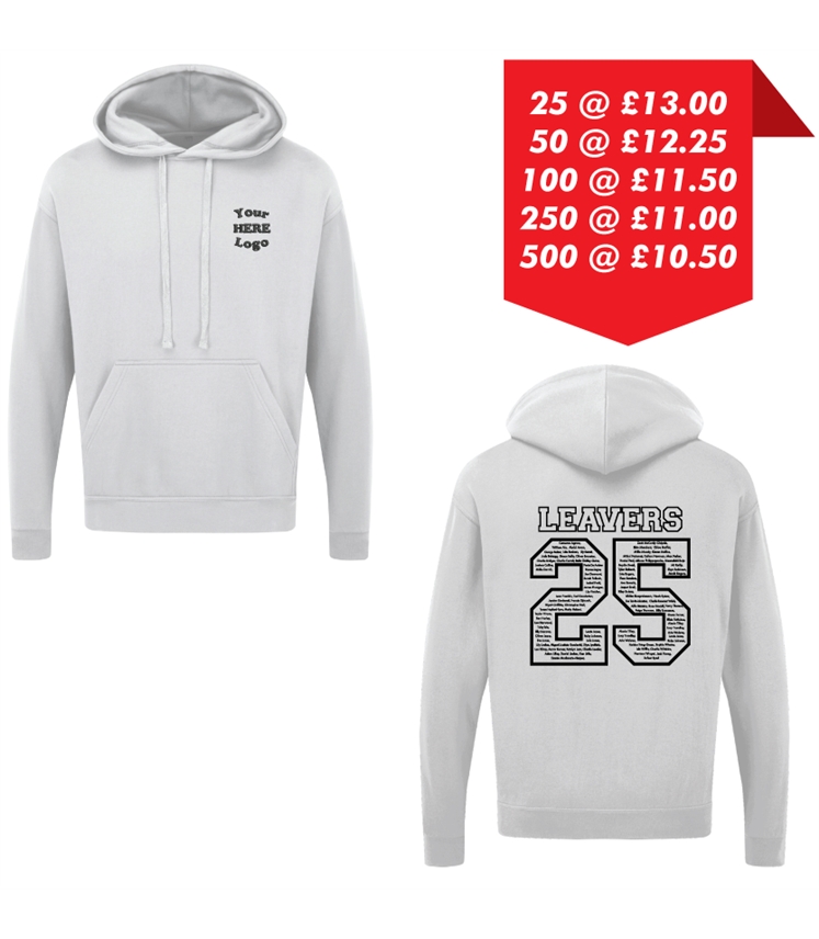 Leavers Hoodie - Embroidered left chest and Printed back