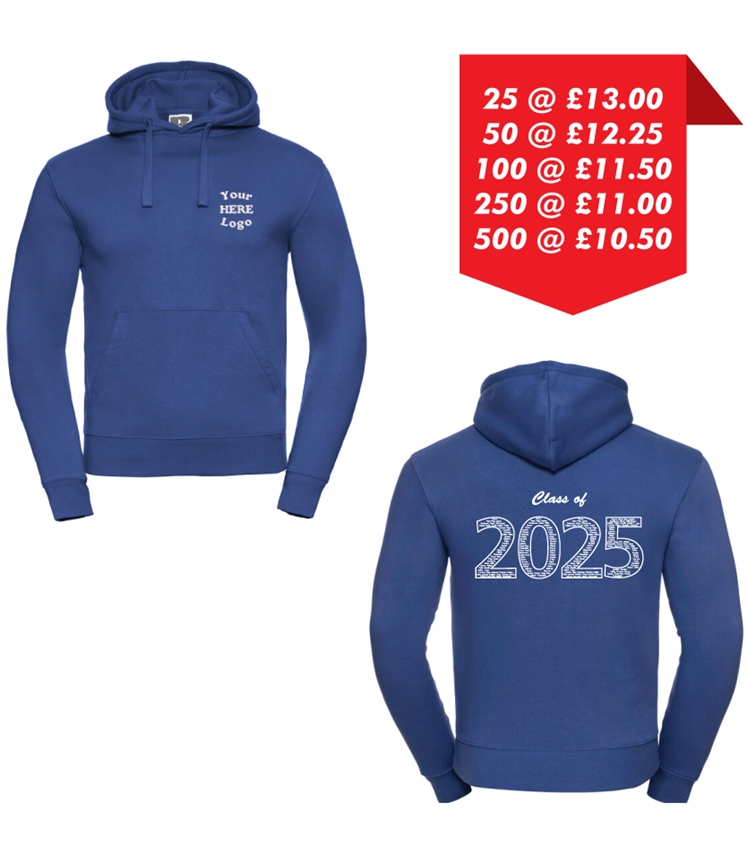 Leavers Hoodie - Embroidered left chest and Printed back