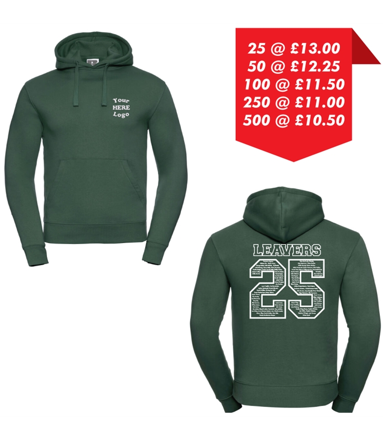 Leavers Hoodie - Embroidered left chest and Printed back