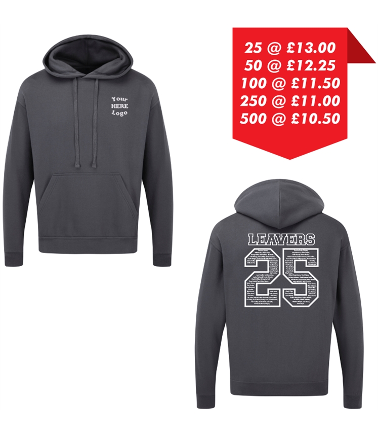 Leavers Hoodie - Embroidered left chest and Printed back