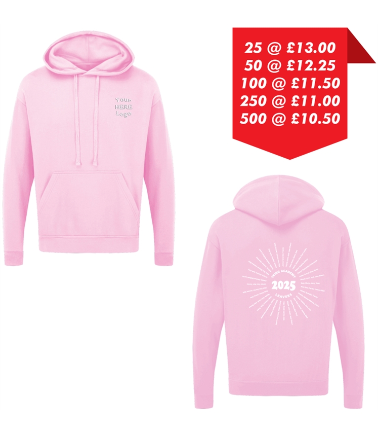 Leavers Hoodie - Embroidered left chest and Printed back