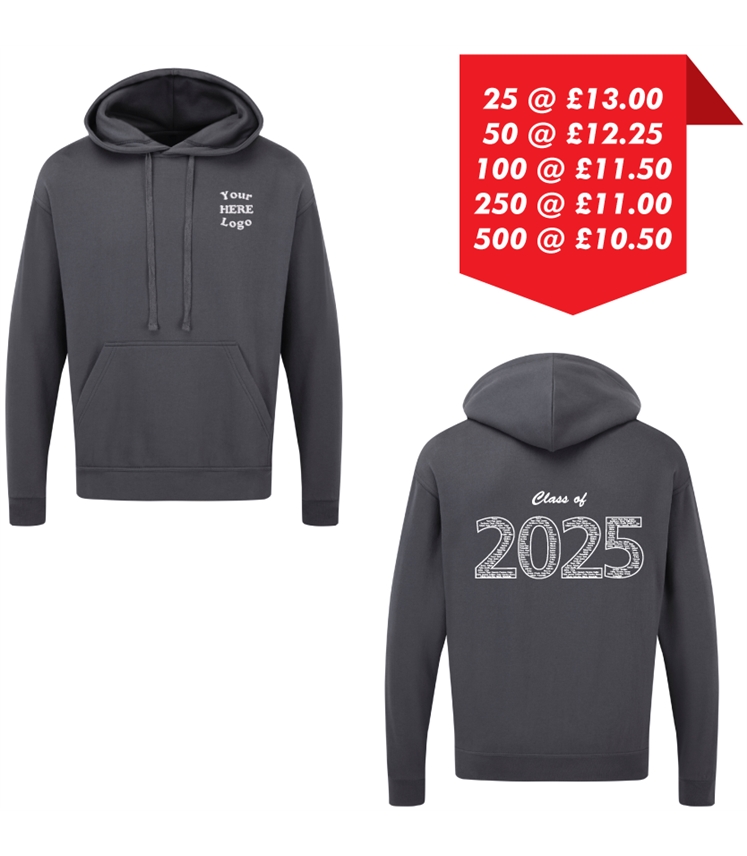 Leavers Hoodie - Embroidered left chest and Printed back