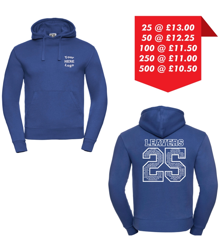 Leavers Hoodie - Embroidered left chest and Printed back